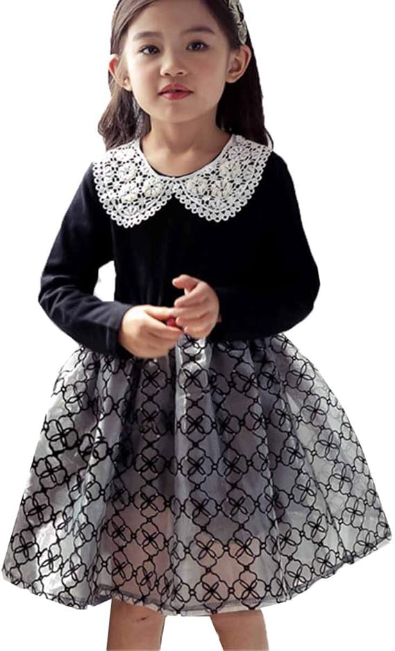 Amazon Jinpin 子供服 フォーマル ワンピース 子供 ドレス 女の子 フォーマルドレス 女児 パーティードレス チュール ガールズ ジュニア 長袖 プリンセス お姫様 キッズ プリーツ フリル フレア パーティー 花刺繍 結婚式 発表会 七五三 フォーマル 通販