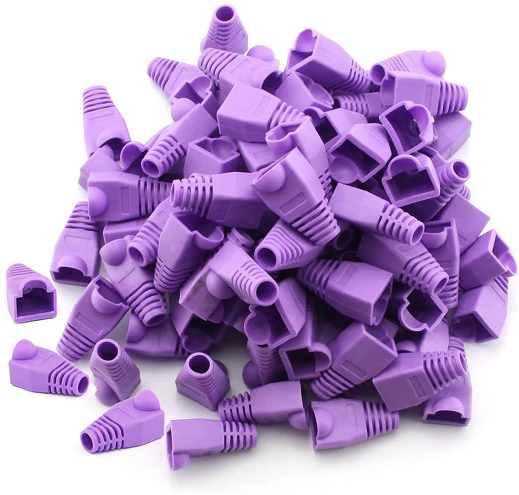 ANMOO Cat6 Boot Purple Rj45 Boots Cover RJ45 Connector, Ethernet Cable Colorful Ethernet Boots Cover (100PCS)