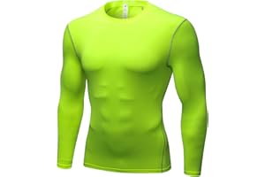 LEICHR Men's Athletic Compression Shirts Long Sleeve Qucik Dry Sports Crewneck Workout Running Tops Baselayer Gym Undershirt