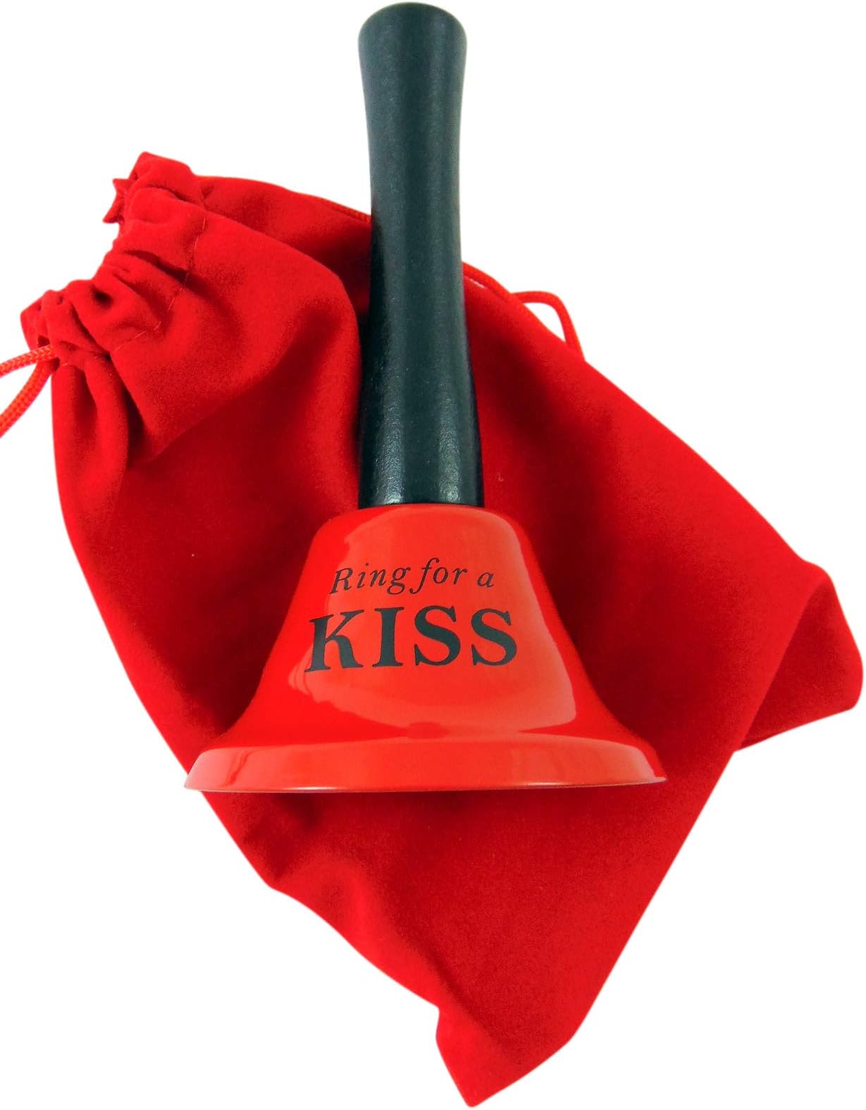 Ring for a Kiss Bell in Red Funny Romantic Gift for Valentines Day Deluxe Set with Gift Bag