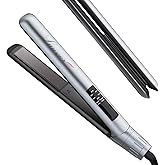 LANVIER Hair Straightener Flat Iron, 2 in 1 Hair Straightener and Curler, Nano Silver Tourmaline Titanium Ceramic Flat Iron, 15s Fast Heating, Rotating Temp Dial, Smart LED, Dual Voltage Hair Styler