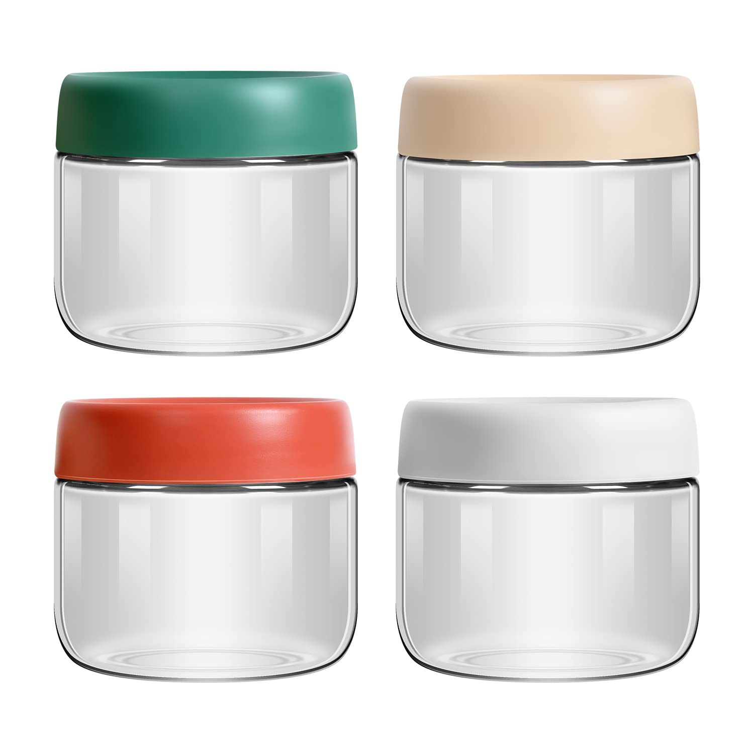 Photo 1 of EONJOE 4-Pack 10oz Small Glass Jars with Lids Overnight Oats Meal Prep Salad Food Cereal Snacks Containers Pudding Yogurt Storage Airtight