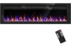 Hocookeper 68" Electric Fireplace,in-Wall Recessed and Wall Mounted Electric Fireplace, Fireplace Heater and Linear Fireplace with Adjustable Flame Color,Timer,Remote Control,Touch Screen,750/1500W