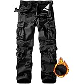 GSGGIG Men's Fleece Lined Hiking Pants, Winter Camo Cargo Pants Army Casual Work Ski Pants for Men with 8 Pockets