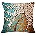 Oil Painting Printing Large Tree and Flower Birds Square Cotton Linen Throw Pillow Case Cushion Cover Home Sofa Decorative 18 X 18 Inch (Blue)