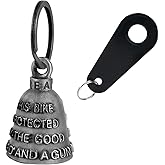 Motorcycle Bells for Biker Good Luck Riding Bells Guardian Biker Bells with Hanger Motorcycle Accessory or Keychain for Luck (This Bike Protected by The Good Lord and a Gun)