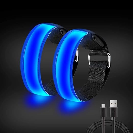 LED Armband 2 Pack Rechargeable Running Light for Runners, High