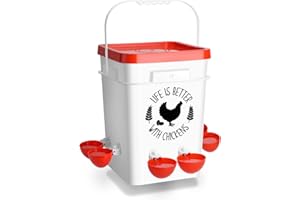 ‎TGEYD Tgeyd Chicken Waterer 5 Gallon, with 6 Enlarge Automatic Water Cups, Large Cicken Waterer for Chicken Duck and Goose