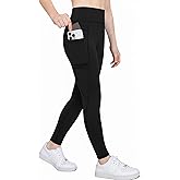 Zaclotre Girls Athletic Leggings with 4 Pockets High Waist Tights Kids Workout Yoga Pants for Running Dance