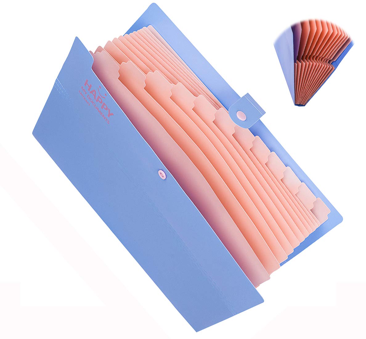 12-Slot Extension Folder, Accordion Folder A4 and Letter Size Paper File Organizer Folder for School Office (Blue) …