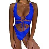CHYRII Women's Sexy Cutout Lace Up Backless High Cut One Piece Swimsuit Monokini
