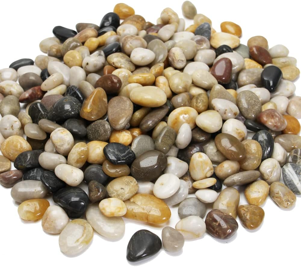 Hardscaping Materials - GHYTMTHOT 15 Pounds River Rock Stones, Pebbles Polished Gravel, Garden Outdoor Decorative Stones, Natural Polished Mixed Color Stones（1-3cm）