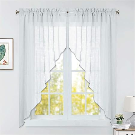 Amazon Com Ryb Home Half Window Swag Curtains Linen Texture Wave