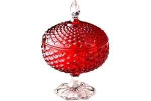 Generic 6.3x9.84in Candy Jar with Lid, Elegant 3D Relief Carving Decorative Dish for Candy Storage, Wedding, Party, Home Deco