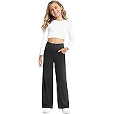 G4Free EverGoing Girls Wide Leg Pants High Waisted Soft Stretchy Sweatpants with Pockets 6-12 Years School Sport