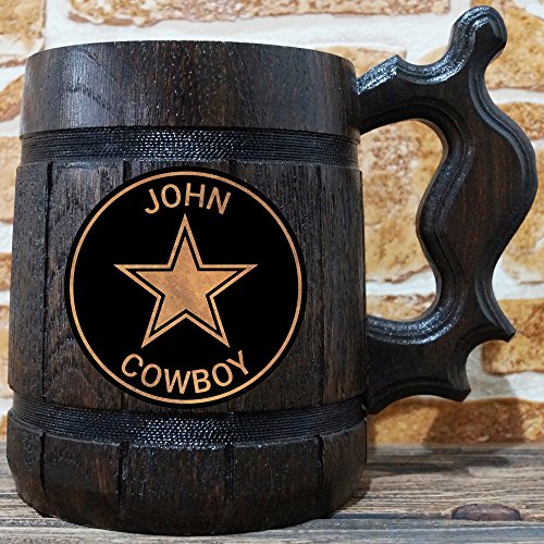 Dallas Cowboys Beer Mug, American Football Wooden Beer Stein, Sport Gift, Personalized Beer Stein, Dallas Cowboys Tankard, Custom Gift for Men, Gift for Him