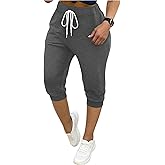 WDIRARA Women's Drawstring Waist Capris Pants Workout Jogger Yoga Pants