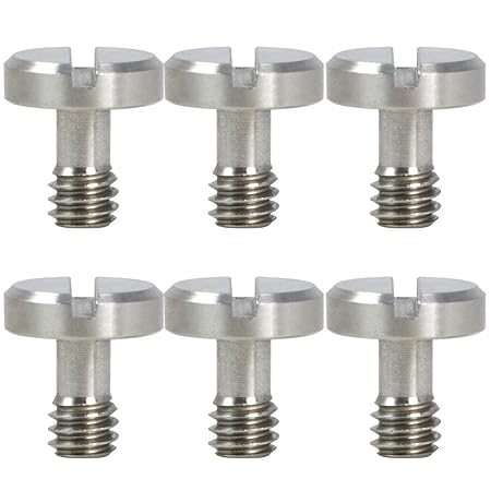 MENGS 6 Stück SR-05 1/4' Schraube (Ø12mm x H15mm) mit Edelstahl Material für Stativ/Einbeinstativ/Schnellwechselplatte/Kamera