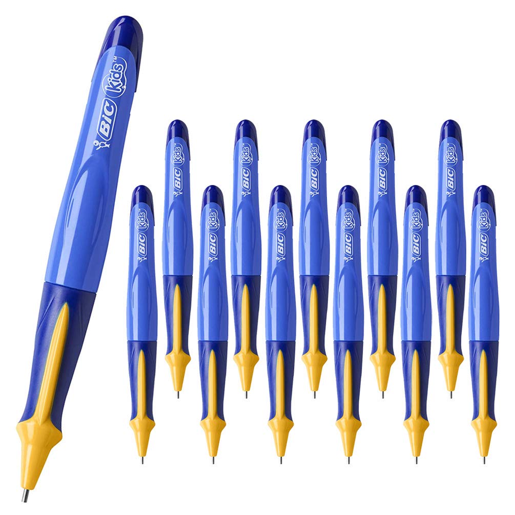 12 x BIC Kids Beginners, Learner Triangular Mechanical Pencils, 1.3mm Lead, Blue Barrel (OEM Packed - Non-Retail Packaging)