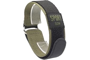 AMHUGE Hook & Loop Nylon Sport Watch Band-Waterproof Outdoor Watch Strap for Men or Women-Choice of Color & Width (18mm, 20mm, 22mm)