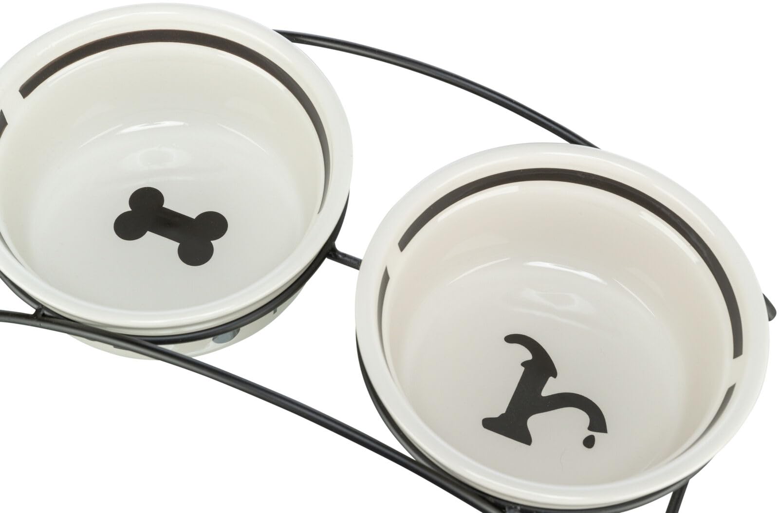 Trixie Eat on Feet Two Ceramic Dog Bowl Set, 0.6 Litre,white/black