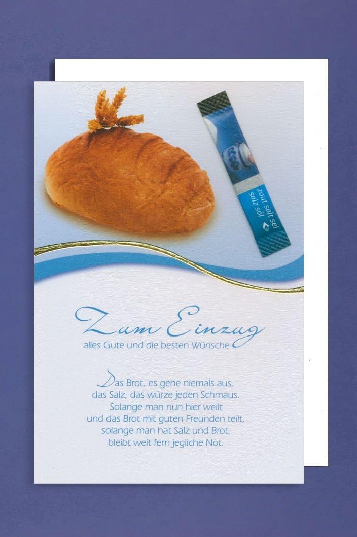Einzug Grusskarte Zum Einzug Alles Gute Brot Tutchen Salz 16x11cm Amazon De Kuche Haushalt