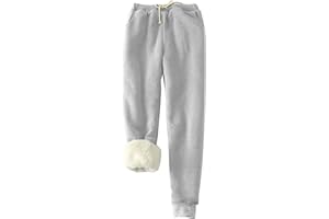 Fleece Lined Pants for Women with Pockets Thermal Warm High Waisted Winter Thick Sweatpants Drawstring Jogger Pants