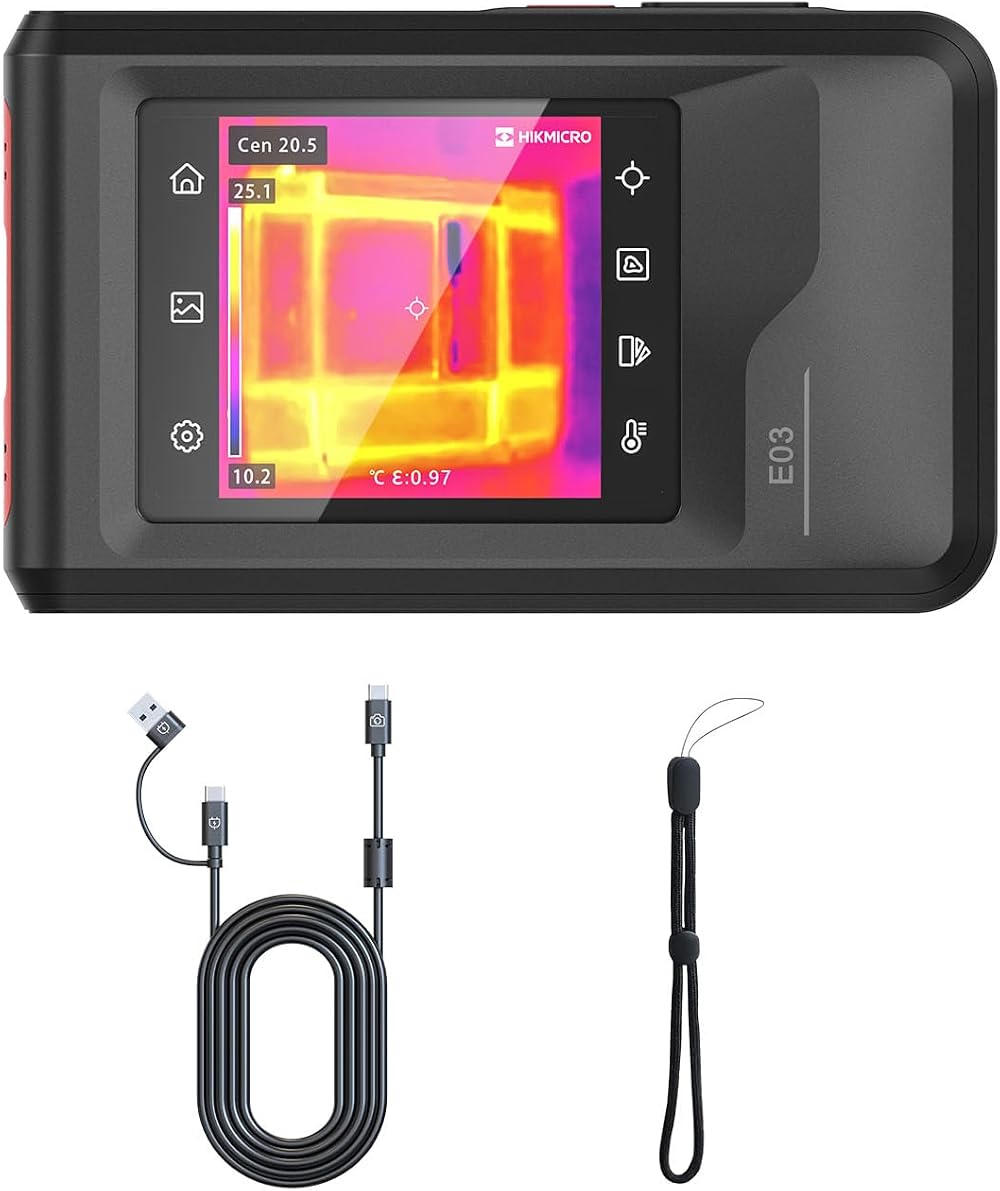 HIKMICRO E03 Pocket Thermal Camera 96x96 IR 25Hz 3.5" Touchscreen Visual Camera