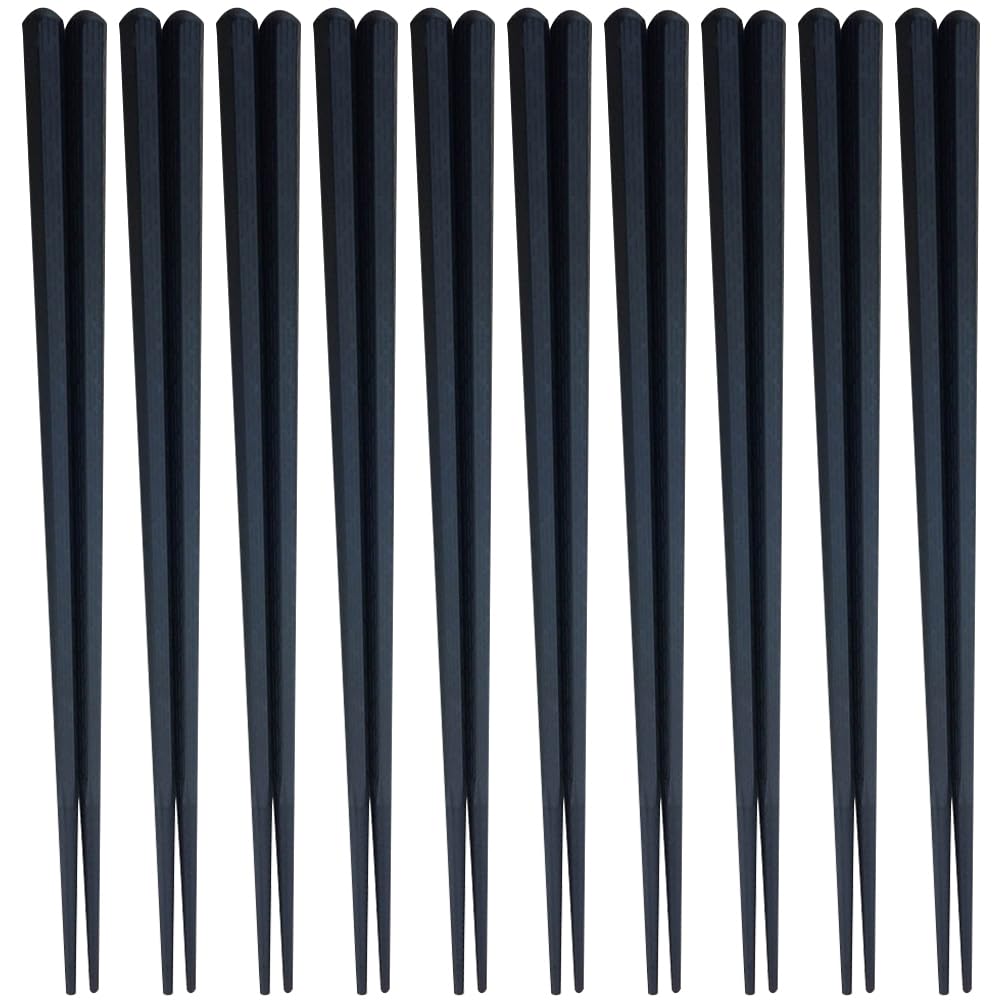 10pairs Reusable Japanese Style Hexagon Shape Non-Slip Chopsticks Comfortable Grip Kitchen Tableware for Sushi Noodle Soup Hot Pot BBQ