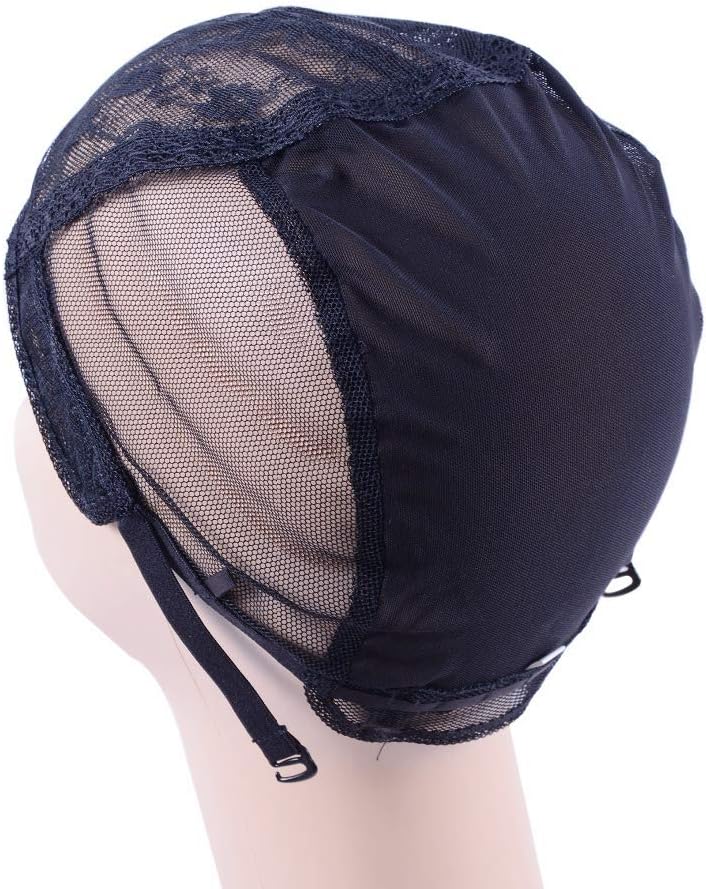 Double Lace Wig Cap for Making Wigs With Adjustable Strap on the Back Glueless Wig Caps Hairnets (Black M 54cm) - Image 5