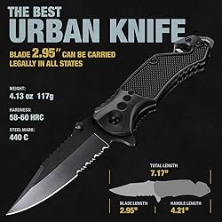 Legal Pocket Knife with 2.95” Serrated
