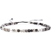Angelstones Crystal Bracelet for Women, Natural Gemstone Small Beaded Bracelets, 3mm Faceted Cube Beads, Healing Bracelets for Women