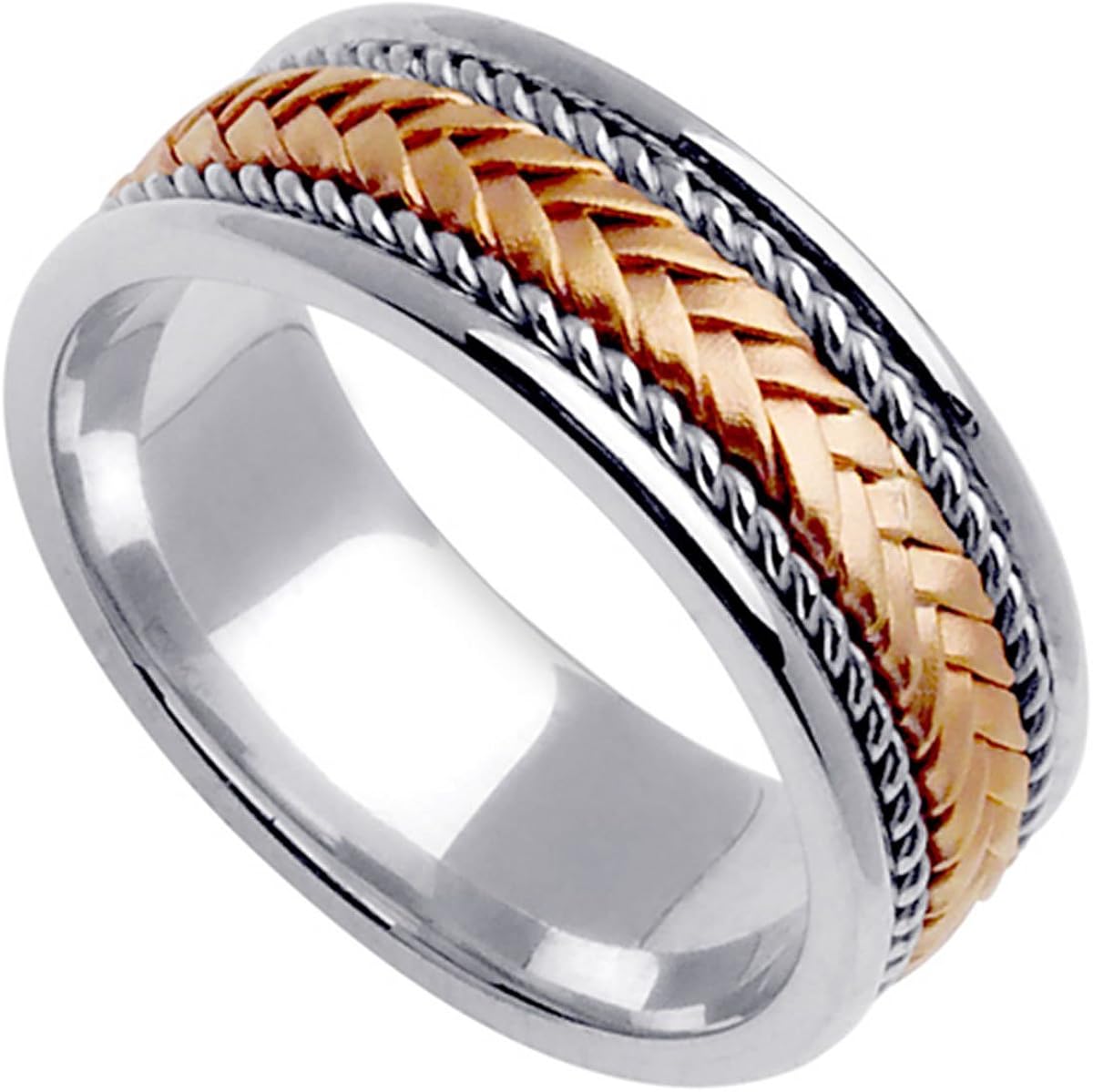 Two Tone Braided Wedding Ring for Women (7.5mm) Jewelry