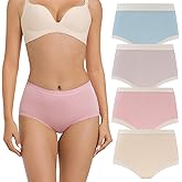 VISSAY Womens Underwear, Moisture-Wicking Briefs, Soft and Breathable Panties, Mid Waist, 4-Pack