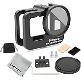 Gurmoir Metal Protective Case for Go Pro Hero 13/12/11/10/9 Black, Upgraded Aluminum Alloy Back Door Housing Frame Video Cage, with 2 Cold Shoe Mount and 52mm Filter