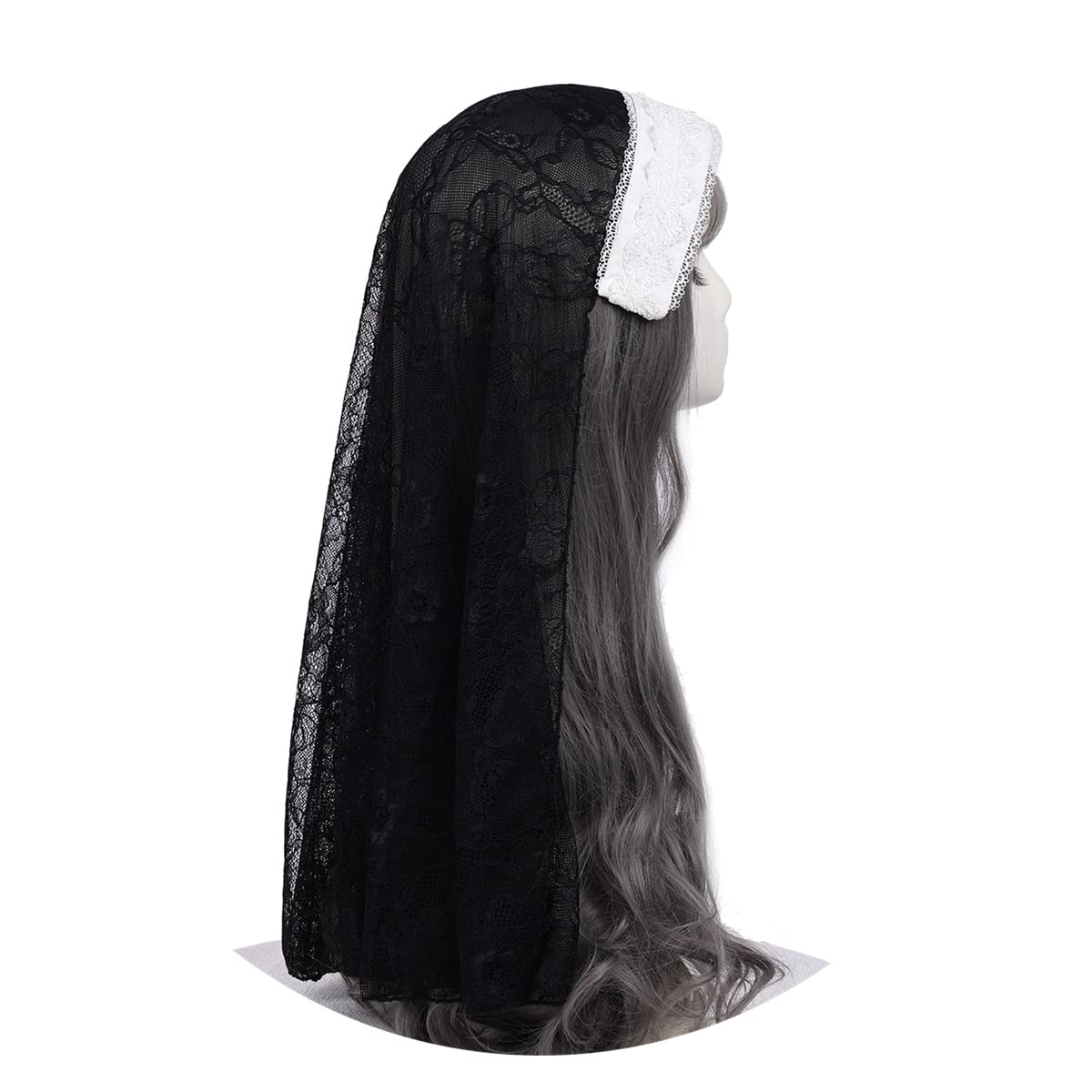 BPURB Nun Costume Cosplay Headpiece Accessories Nun Hat for Halloween Carnival Party Role Play (Black-1) — image 1