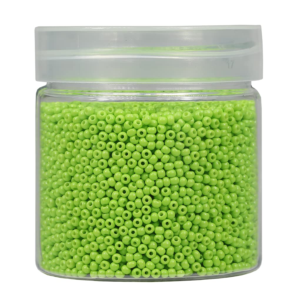 Bala&Fillic Size 2mm Round Seed Beads 10000pcs/110 Grams in Box 12/0 Apple Green Small Craft Seed Beads for Making Jewelry Earring Bracelets Necklace (Apple Green)