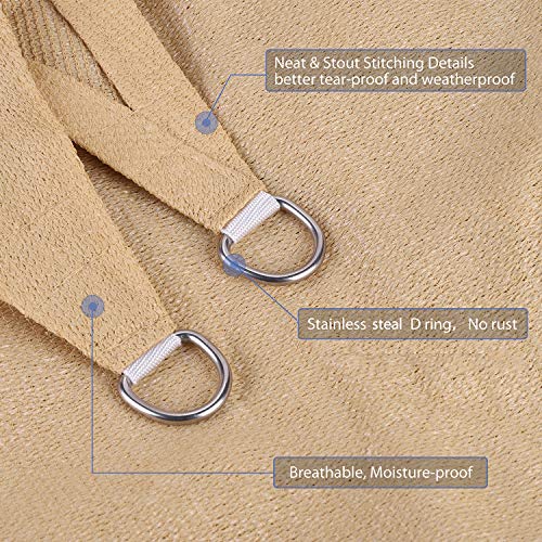 Sekey Sonnensegel 2x3m, Sonnenschutz, Rechteckig HDPE-Kunststoff, Winddicht Wasserdurchlässig UV-beständig Atmungsaktiv… – Bild 4