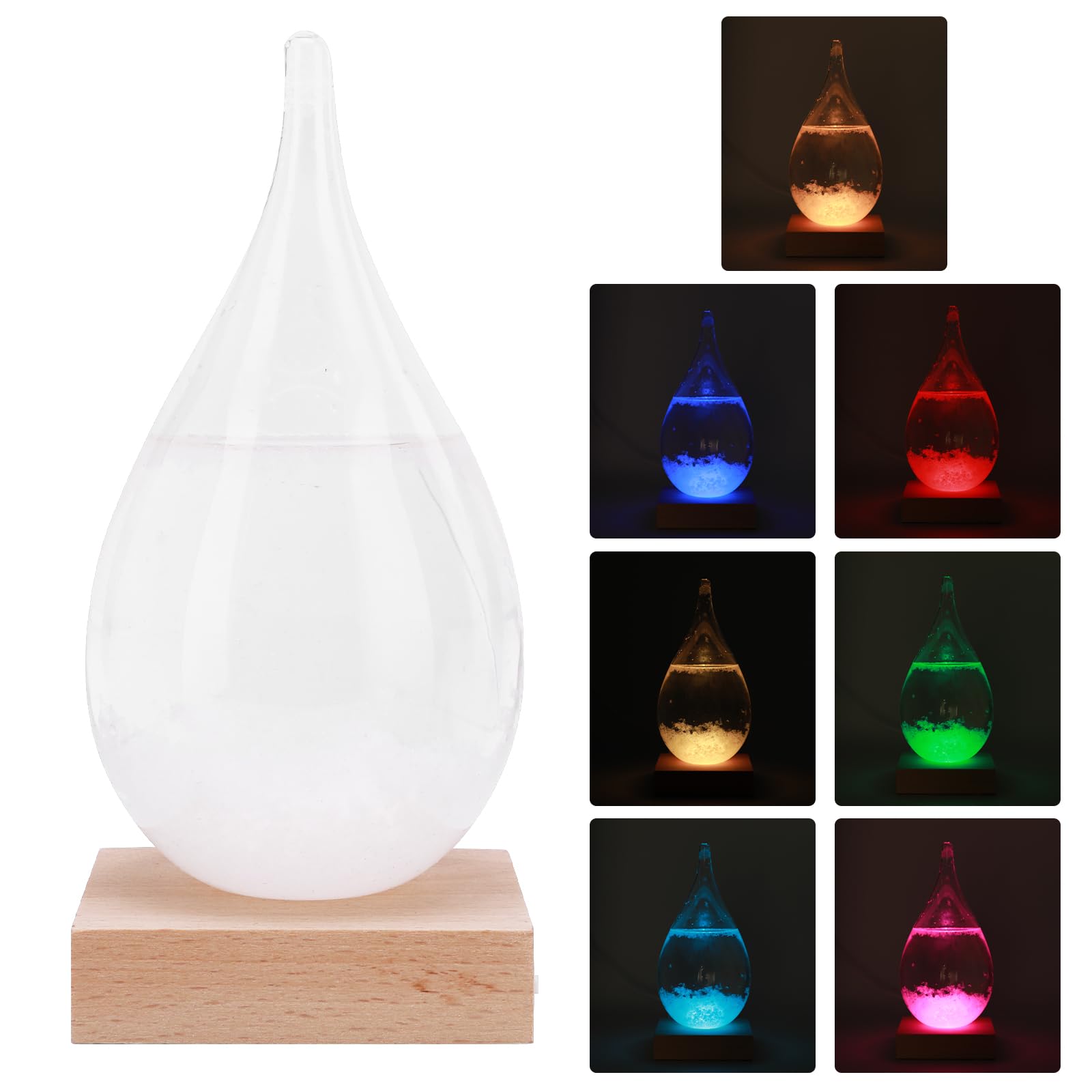 Storm Glass Weather Station, Glass Weather Forecaster with Colorful Light Base Barometer Weather Forecast Bottle Weather Predictor for Desktop Decor, Gift for Women's Day Unique Gift for Women