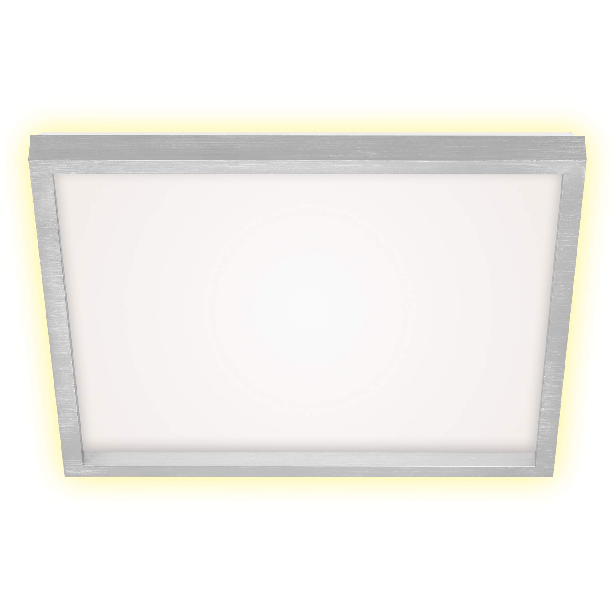 Briloner Leuchten - LED Ceiling Light, Ceiling lamp incl. Backlight Effect, 22 watts, 3,000 lumens, 3,000 Kelvin, White-Aluminium-Coloured, 422 x 422 x 40 mm (L x W x H)