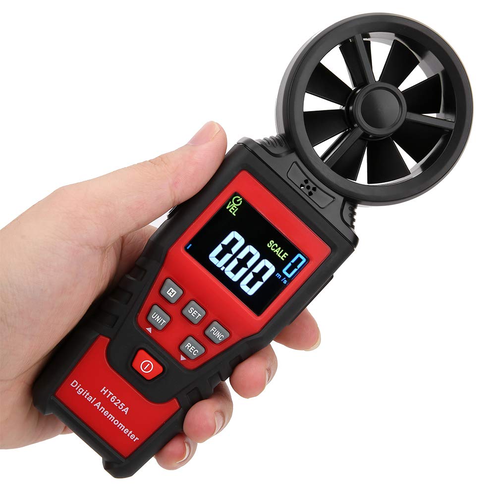 Anemómetro Digital Portátil De Mano - Pantalla LCD Dual, Mide Velocidad Del Viento Y Temperatura, Pilas AAA
