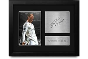 HWC Trading Cristiano Ronaldo Real Madrid Framed Gifts Printed Signed Autograph Picture for Soccer Fans and Supporters - US Letter Size