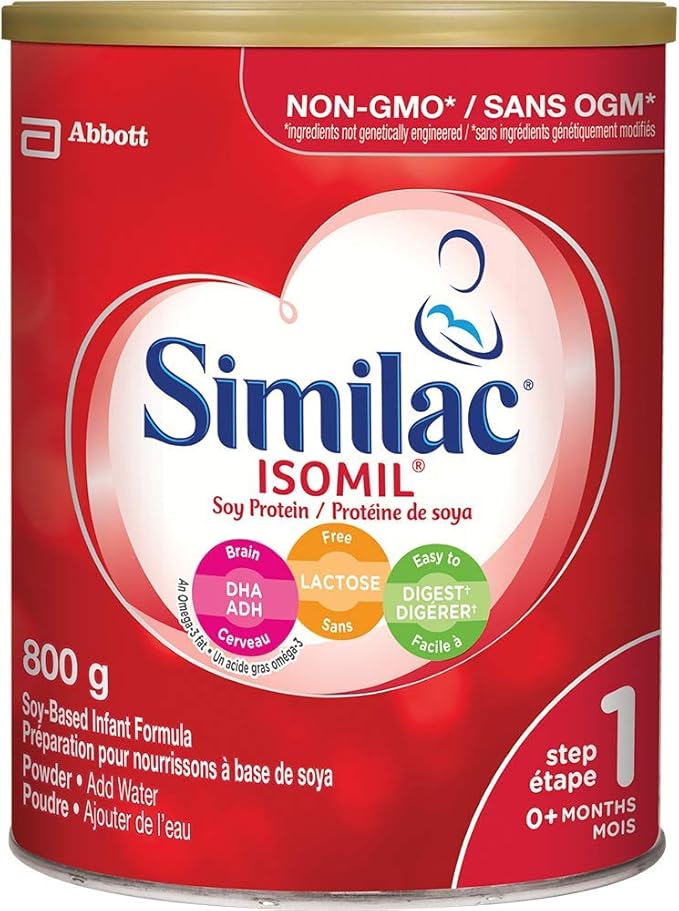 Similac Isomil with DHA NonGMO Baby Formula, Powder, LactoseFree, 800