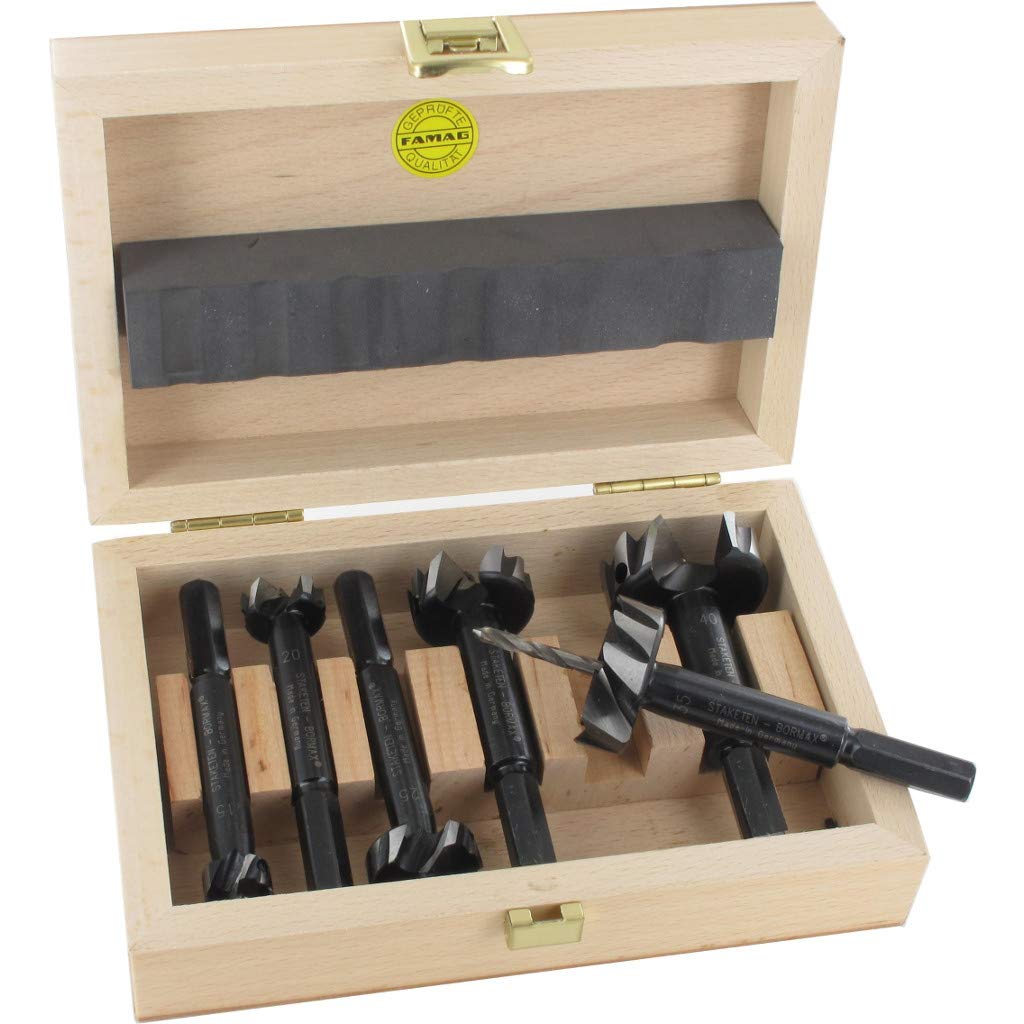 FAMAG Bormax 2.0 Prima Picket Drill Bit Set 6 Pieces WS D = 15, 20, 25, 30, 35, 40 mm in Wooden Box