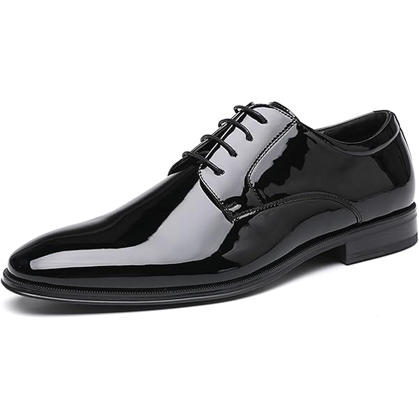 Amazon.com | Men's Shiny Patent Leather Dress Shoes Business Walking Oxford  Shoes Fashion Classic Pointed Toe Lace Up Low Top Tuxedo Dress Shoes for  Men Derby Shoes(6.5) Black | Shoes