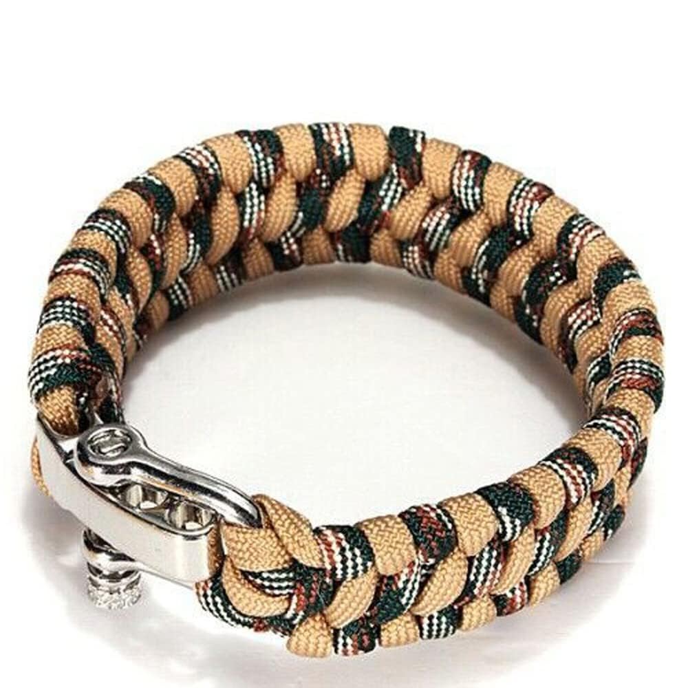 SEIWEI Paracord Survival Bracelet, Parachute Rope Woven Outdoor Bracelet with Adjustable Stainless Steel Buckle for Camping, Boating and Hiking (Camo)