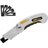 XW Folding Carpet Knife, Razor Blade Heavy Duty Utility Knife with Protective Cap, Extra 5 Blades Included