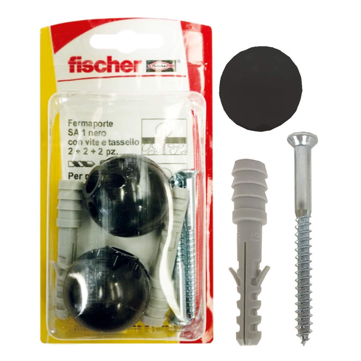 Fischer Dowel SA 1 N K Bumper Black (Pack of 2)