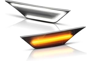 Gempro LED Side Marker Lights for Honda Civic 10 Gen Civic 2016-2021 Switchback White Amber Front Bumper Turn Signal Reflector, Smoked Len