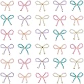 SUNNYCLUE 1 Box 30Pcs 5 Colors Beaded Bow Charms Bowknot Charms Bulk Seed Beads Cute Glass Small Bow Pendants for Jewelry Making Supplies DIY Craft Necklace Bracelet Findings Key Chains Women Adults